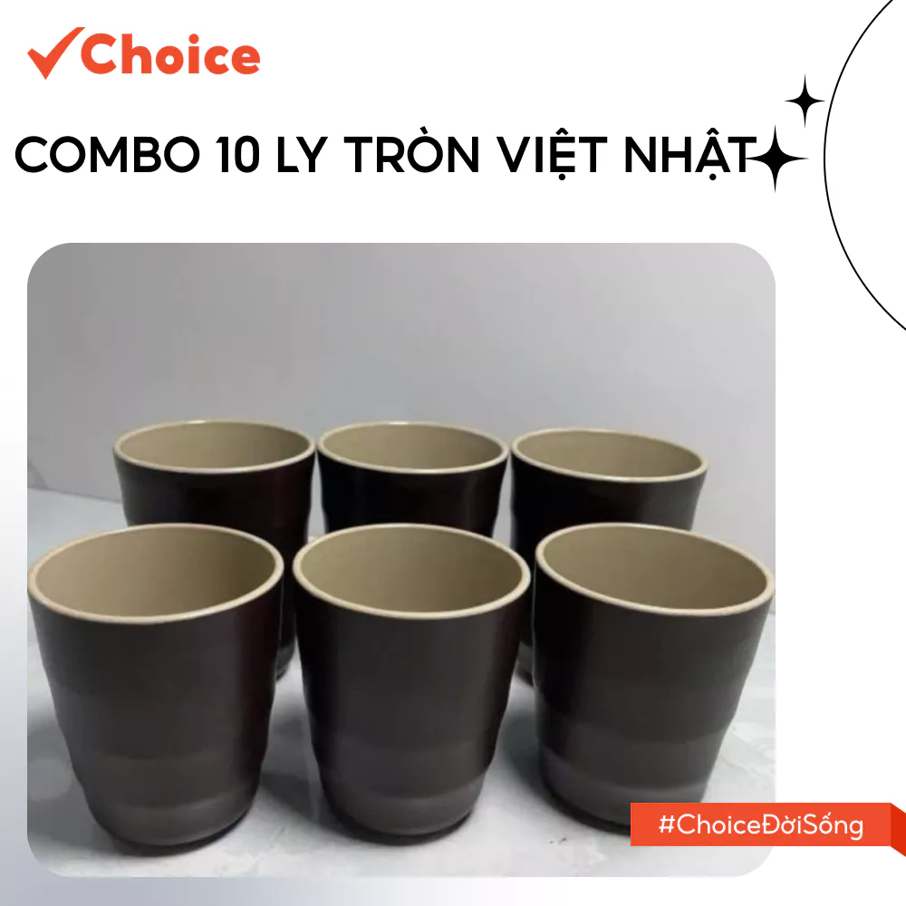 [Choice] Combo 10 Ly Tròn Việt Nhật LS1-0144-3102 Thái 2 Màu, Ngoài Nhám, Trong Bóng Cao Cấp