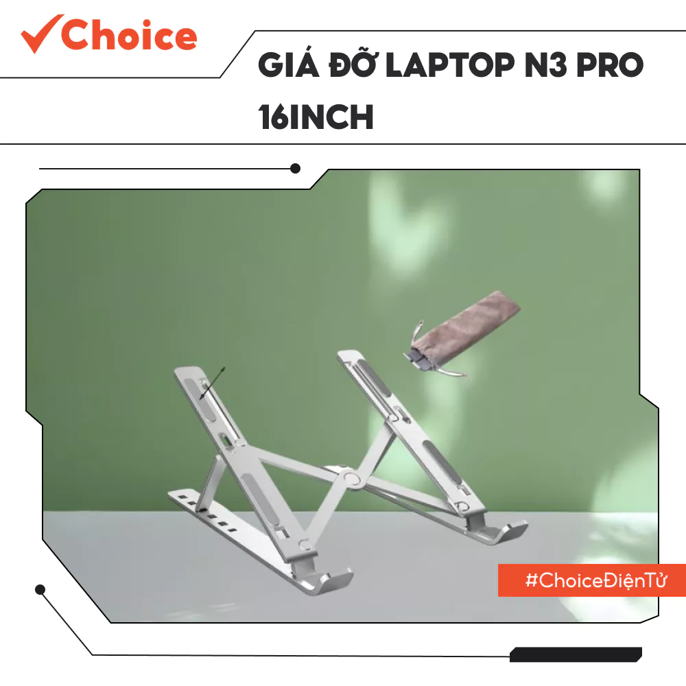 [New] [Choice] Giá Đỡ Laptop N3 Pro 16inch i.pad Pahana Bản Năng Cấp Bằng Nhôm Chỉnh Được Độ Cao ES-66.16