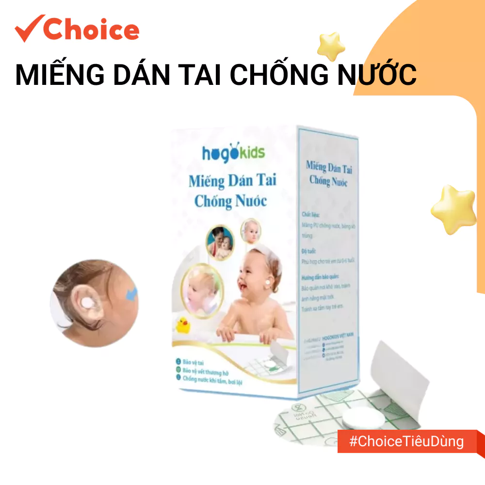 [Choice] Miếng dán tai chống nước FM2-2157-724 có nút bông cho bé, chất liệu màng PU siêu mỏng