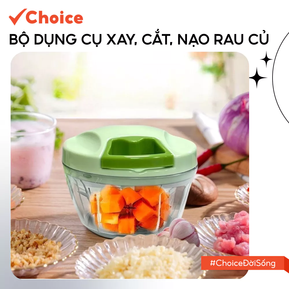 [Choice] Bộ Dụng Cụ Xay, Cắt, Nạo Rau Củ LS1-2807-648 Đa Chức Năng, Dễ Vệ Sinh