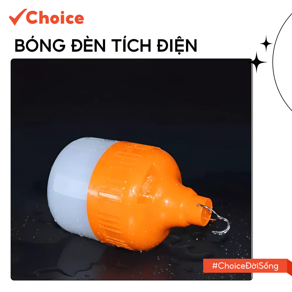 [New] [Choice] Bóng Đèn Tích Điện LS1-0843-1862 Công Suất 200W, Chống Nước, Sạc USB Tiện Lợi