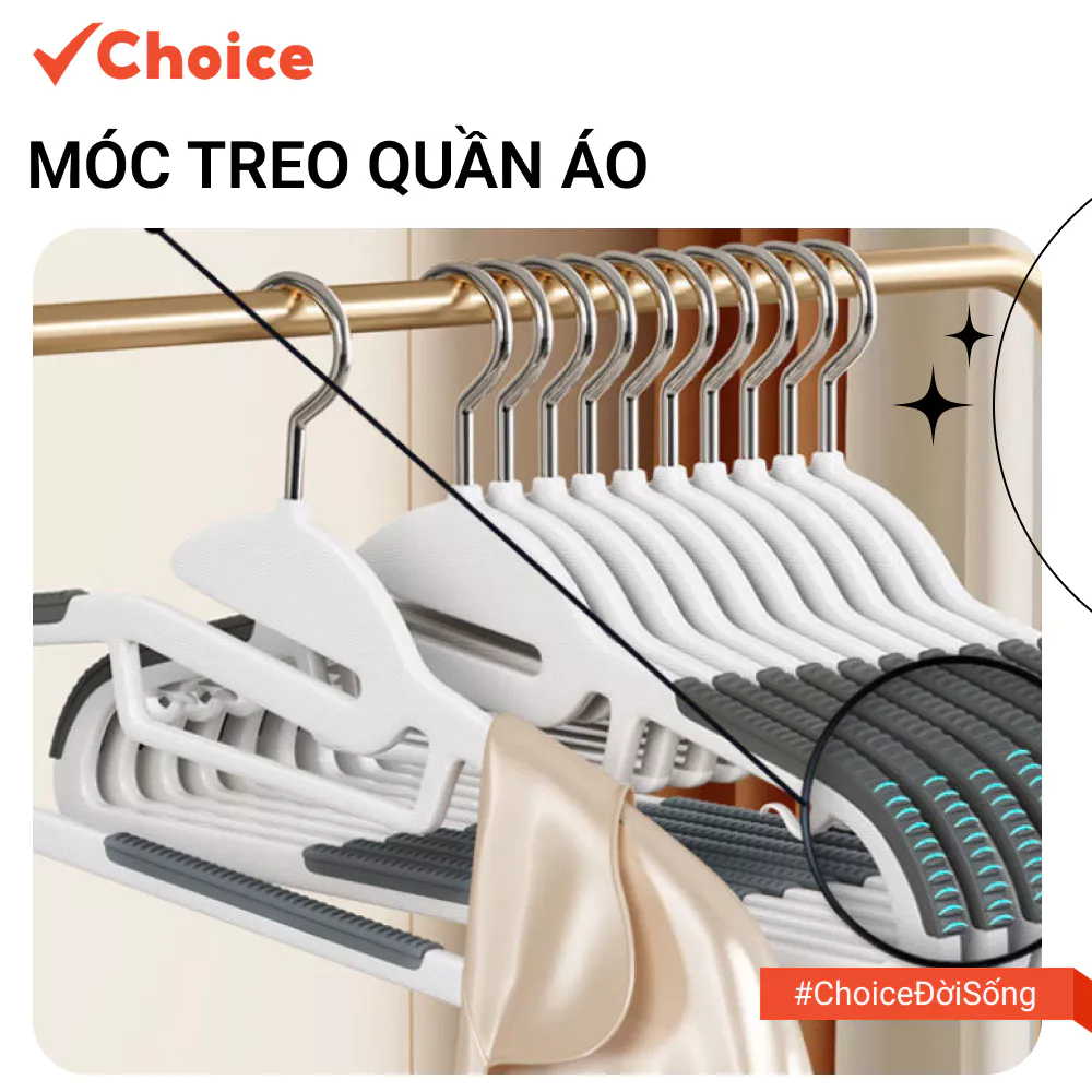 [New] [Choice] Combo 20 Móc Treo Quần Áo LS1-1778-7 Chống Trượt Thông Minh Xoay 360 Độ Đa Năng