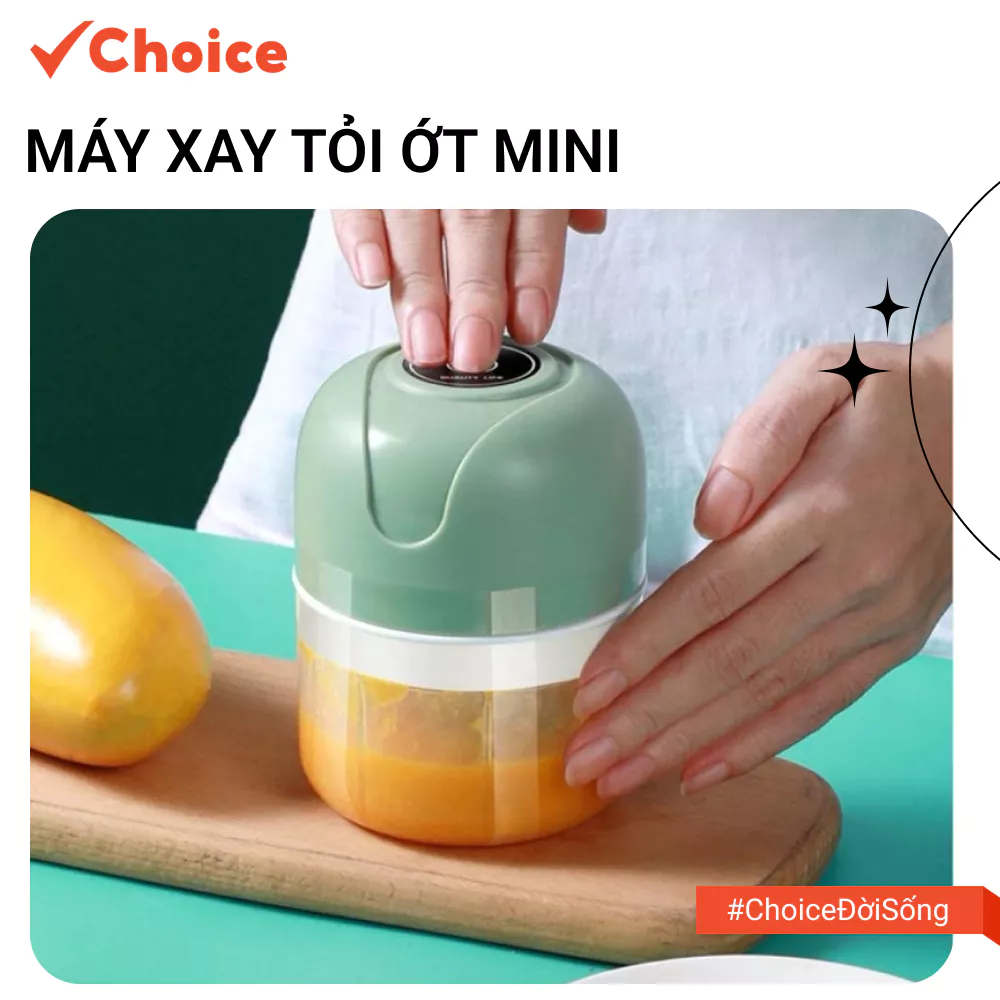 [New] [Choice] Máy Xay Tỏi, Ớt, Đồ Ăn Dặm Cho Bé Mini Cầm Tay LS1-0661-515 250ml Siêu Tiện Lợi