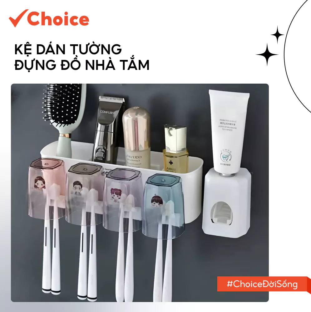 [Choice] Kệ Dán Tường Đựng Đồ Nhà Tắm LS1-2808-336 Nhả Kem Đánh Răng, Kèm Miếng Dán