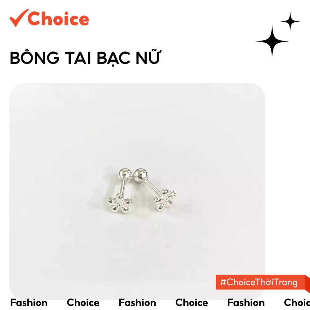 [Choice] Bông Tai Bạc FA2-2326-109 Hoa Nhí Chốt Bi Vặn Mini Xinh Xắn B0334