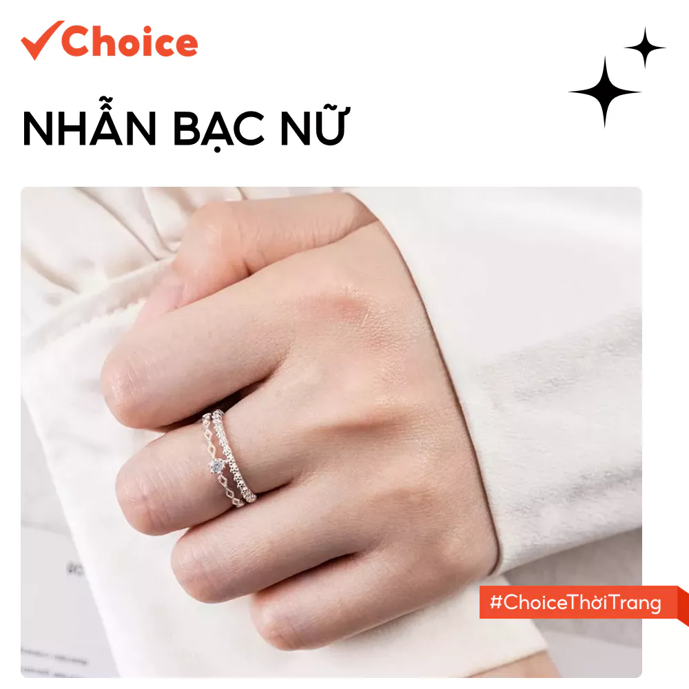 [New] [Choice] Nhẫn bạc nữ Choice A0241 đính đá lấp lánh, thiết kế sang trọng