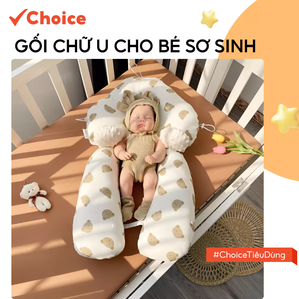[New] [Choice] Gối Chữ U Cho Bé Sơ Sinh Bafaby FM2-2157-791 Hạn Chế Giật Mình, Có Dây Rút Điều Chỉnh