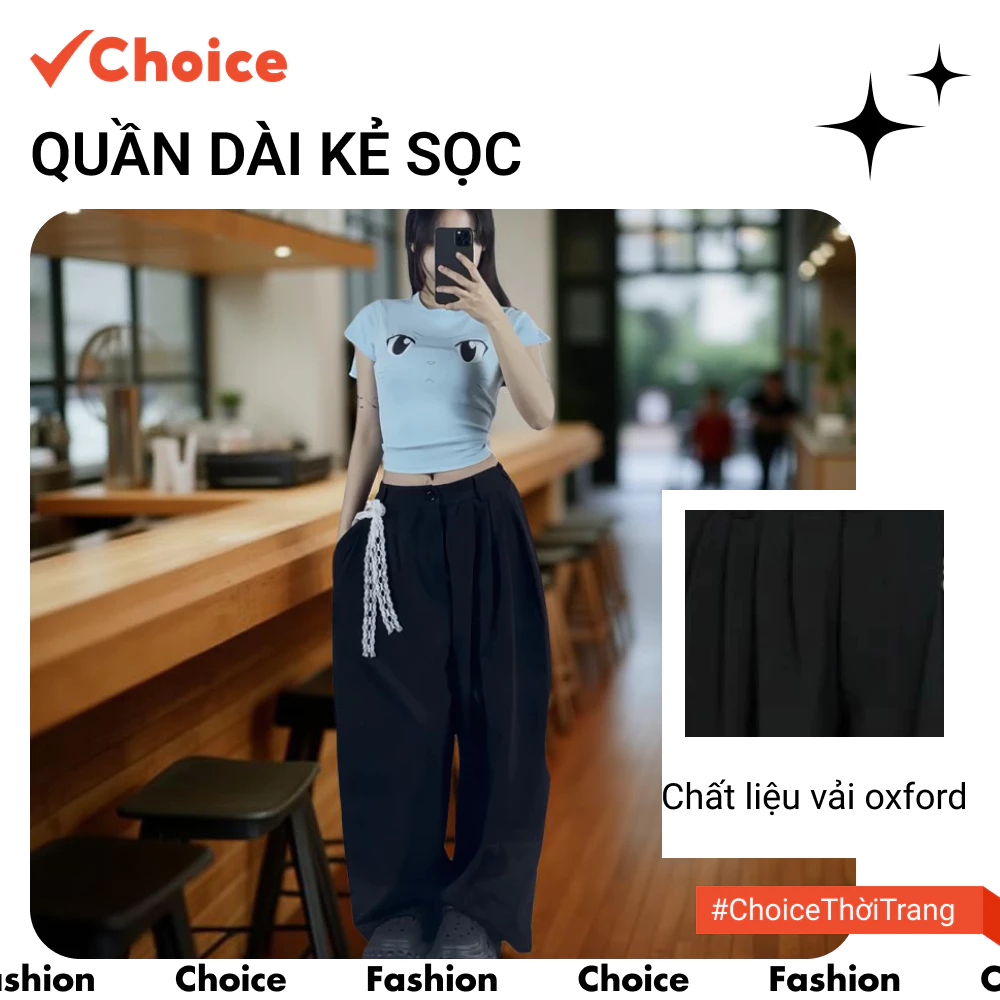 [Choice] [Hot trend] Quần dài kẻ sọc FA1-2711-935 unisex vải oxford mềm mỏng nhẹ, có dây ren đi kèm