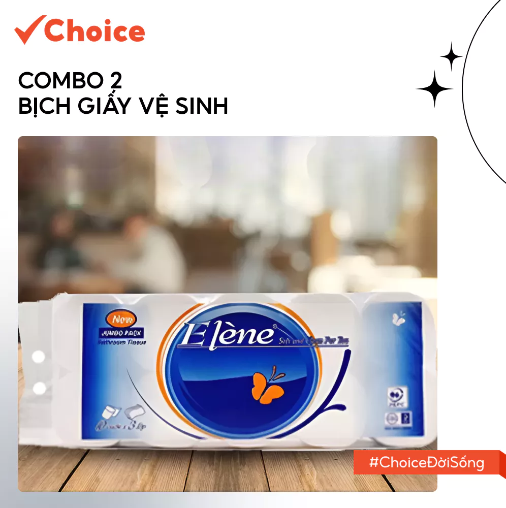 [New] [Choice] Combo 2 Bịch Giấy Vệ Sinh Elene FM2-0649-79 Ba Lớp Siêu Mịn Không Lõi Dây 10 Cuộn