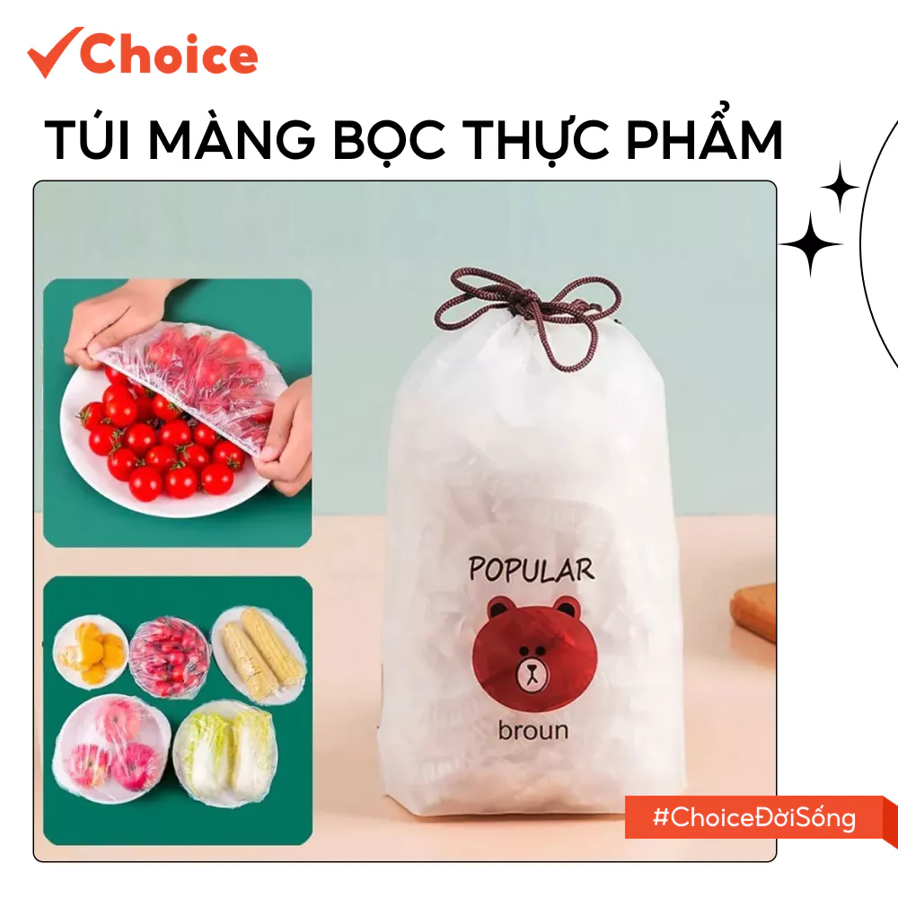 [Choice] Túi Màng Bọc Thực Phẩm LS1-2807-781 Chất Liệu PE, Co Dãn Có Chun, Siêu Dai