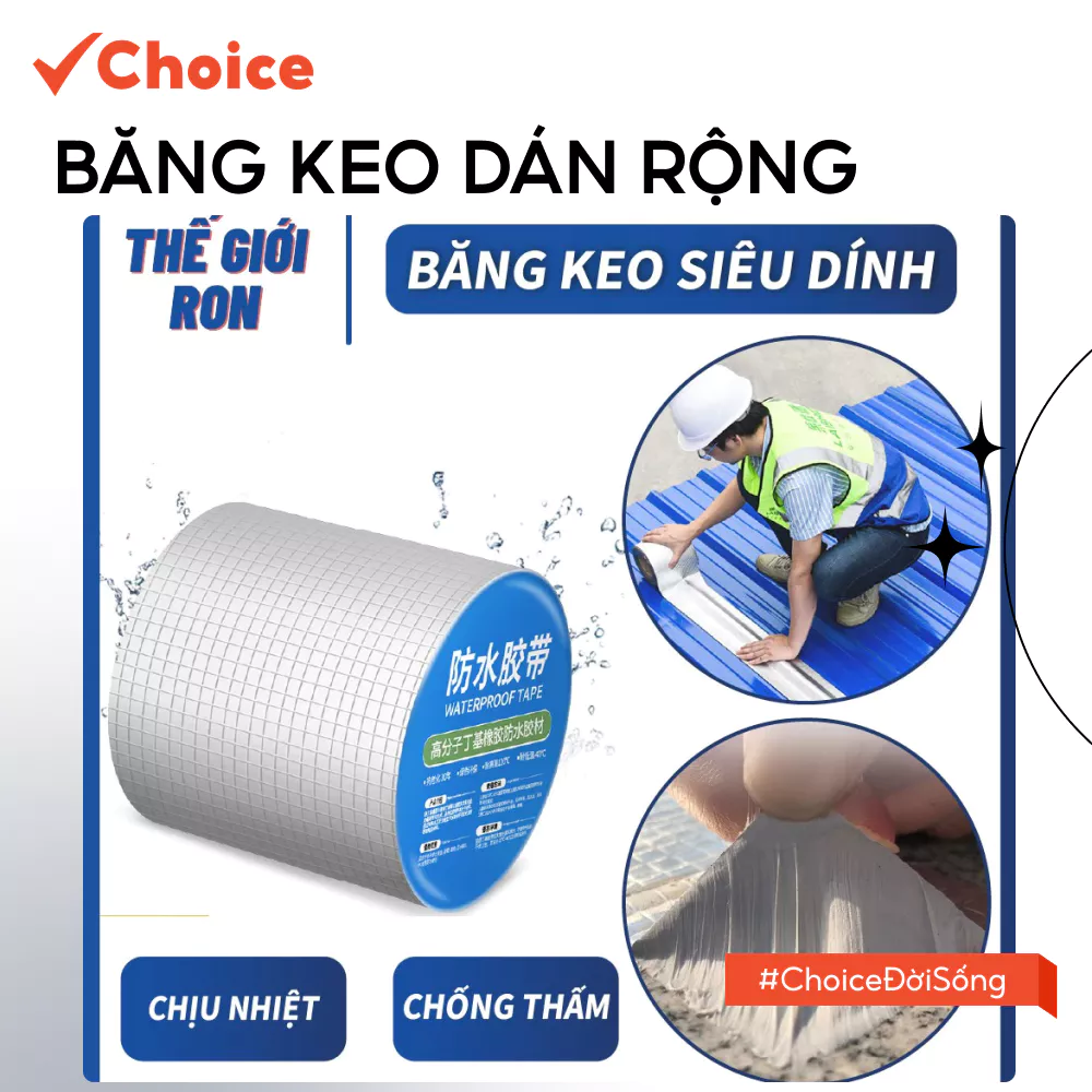 [Choice] Băng Keo Chống Thấm LS1-2788-311 Rộng 10cm, Miếng Dán Siêu Dính Độ Bền Cao