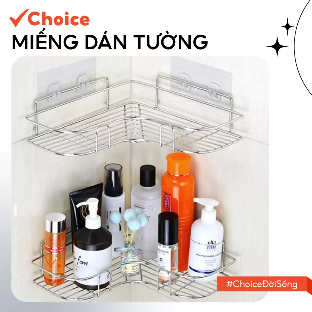 [Choice] Set Miếng Dán Tường LS1-2749-328  Thay Thế Kệ Góc Inox 304, Cho Nhà Tắm, Bếp Tiện Lợi