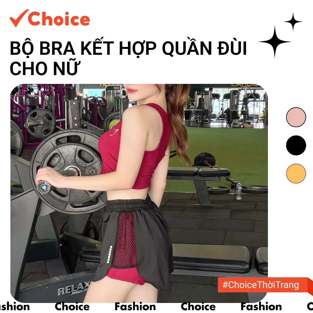 [Choice] Bộ Bra Kết Hợp Quần Đùi Cho Nữ FA1-2881-4 Tập Gym Yoga Earobic   Chạy Bộ 2 Lớp Ng04