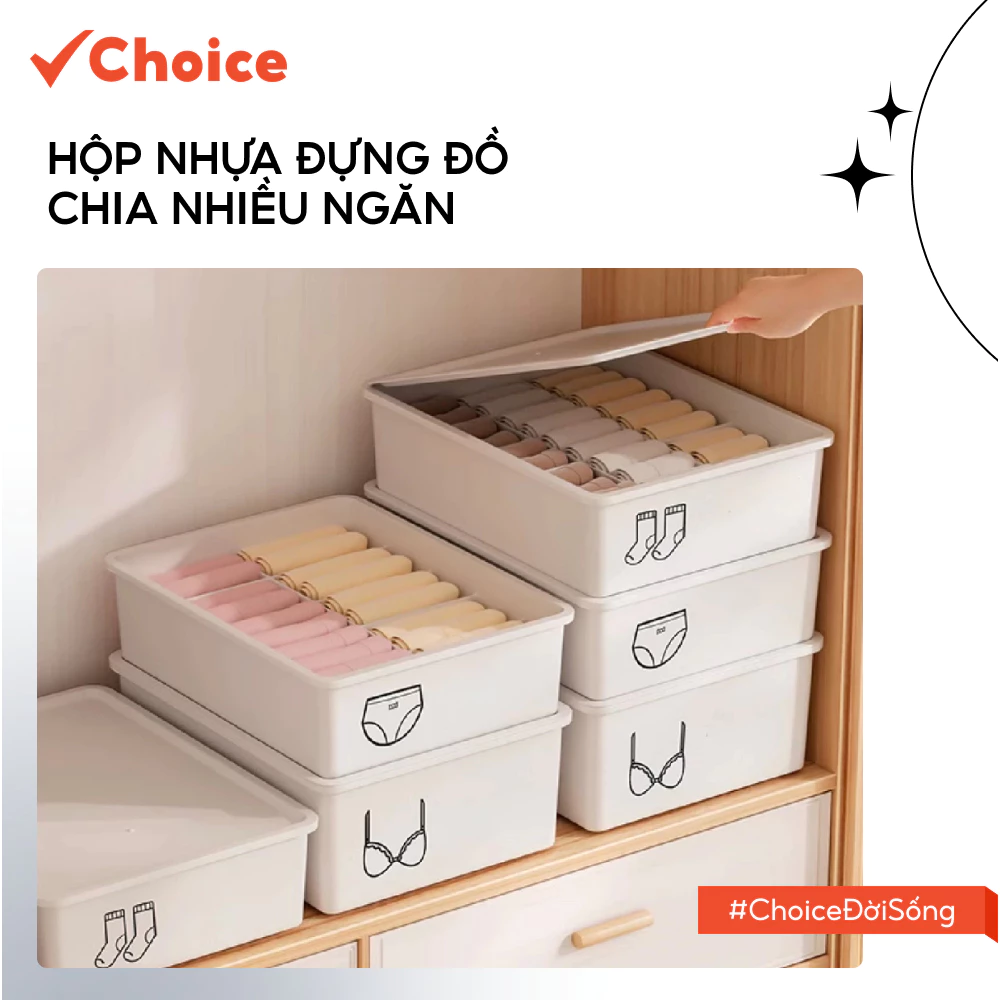 [Choice] Hộp Nhựa Đựng Đồ Chia Nhiều Ngăn Deli LS1-2100-1026 Siêu Dày, Có Nắp Đa Năng, Tiện Lợi