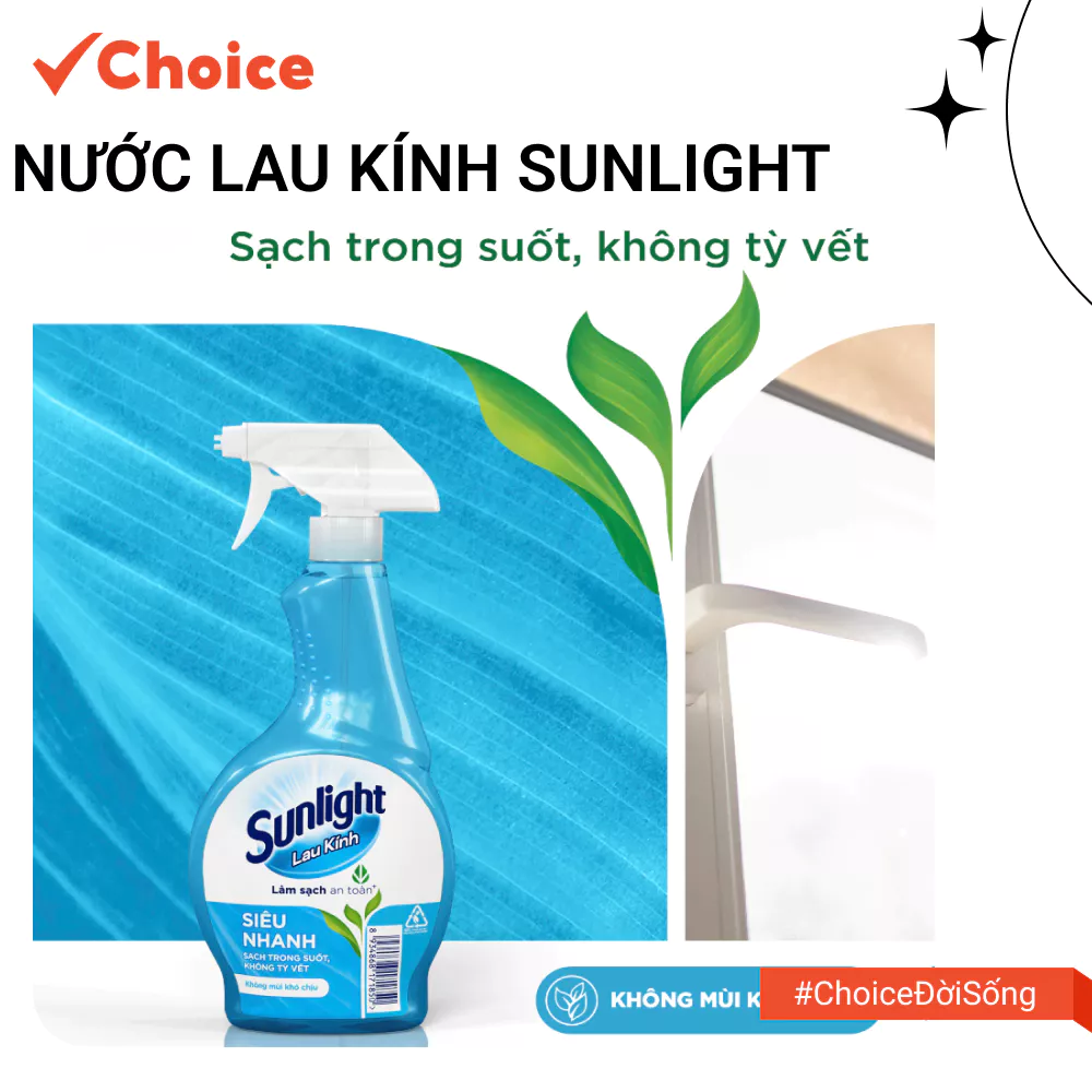 [Choice] Nước Lau Kính Sunlight FM2-1069-566 Siêu Nhanh, Sạch Trong Suốt, Không Tỳ Vết, Chai 520ml