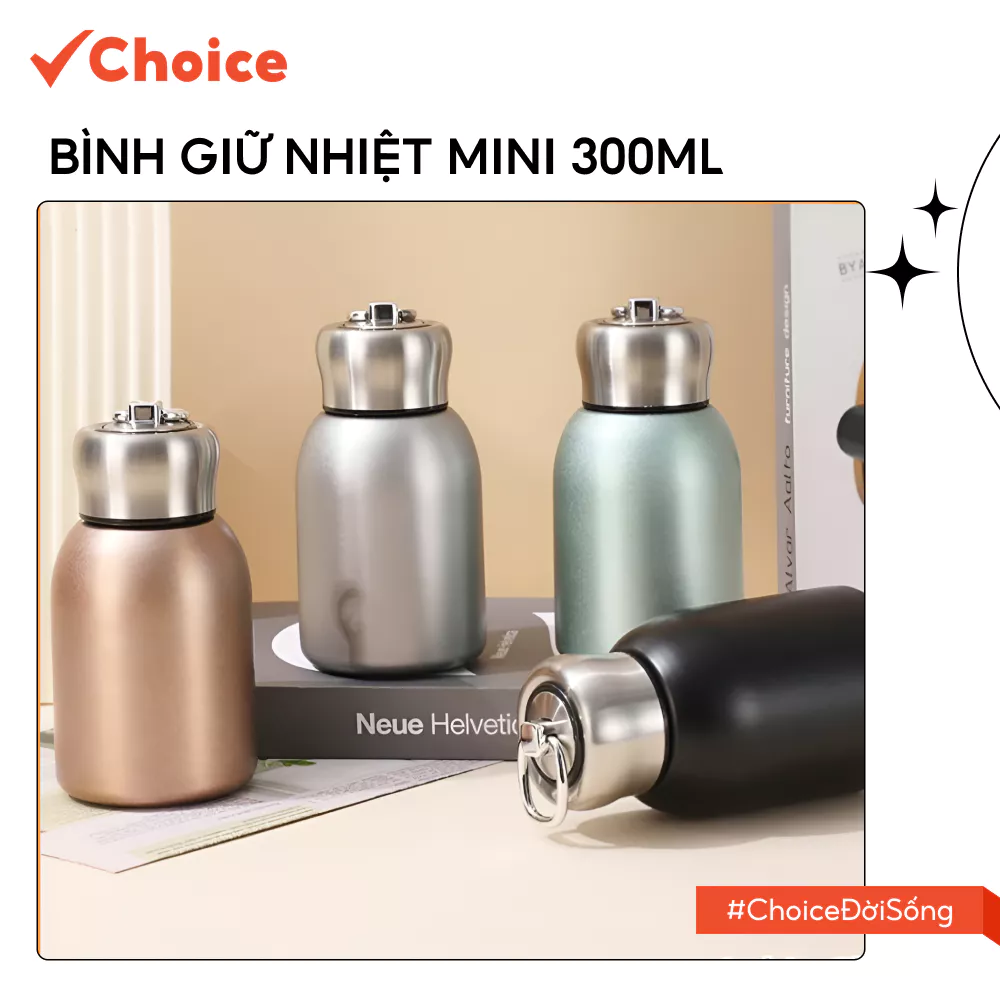 [Choice] Bình Giữ Nhiệt Mini LS1-2807-874 Có Tay Cầm Tiện Lợi, Đựng Nước Uống Nhỏ Gọn, 300ml