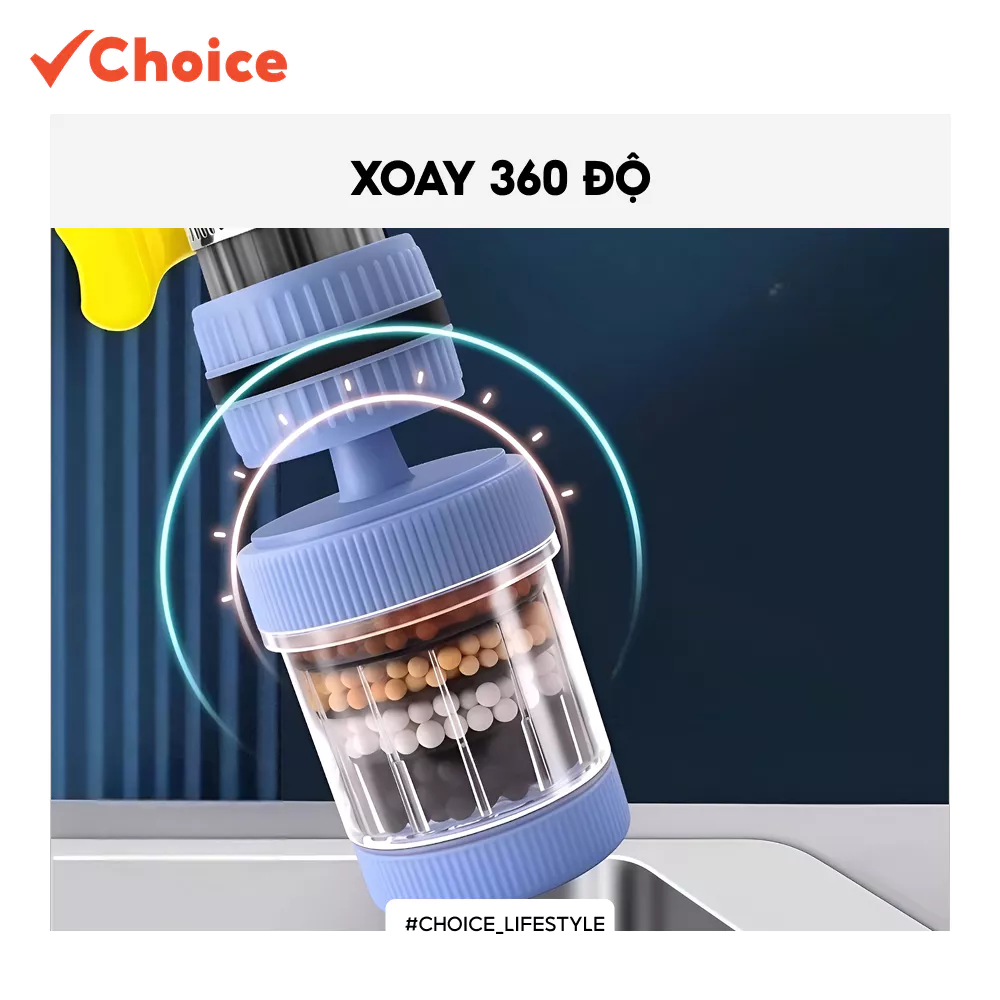 [Choice] Đầu Lọc Nước Tại Vòi 6 Tầng LS1-2807-890 Lọc Sạch Cặn Bẩn, Clo, Tạp Chất, Xoay 360 Tiện Lợi