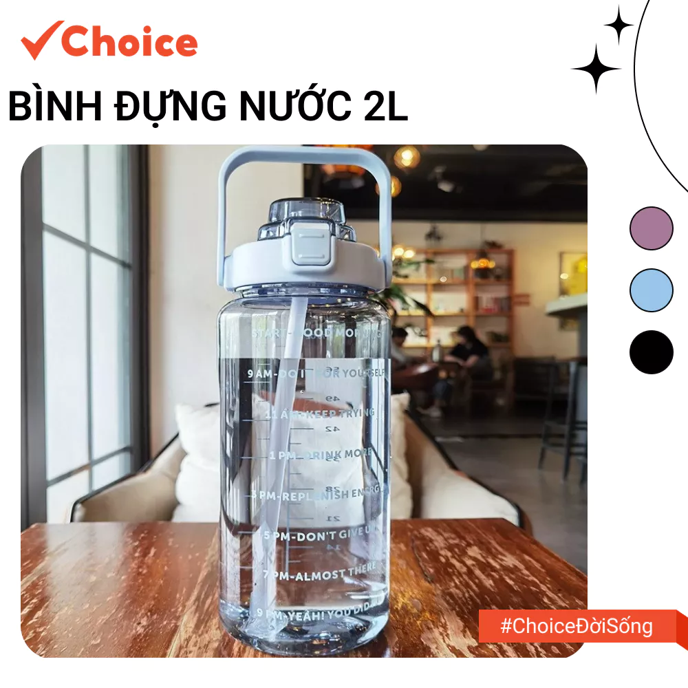 [Choice] Bình Đựng Nước 2L LS1-2807-861 Đi Học Dễ Thương, Có Vạch Báo Giờ Uống Nước