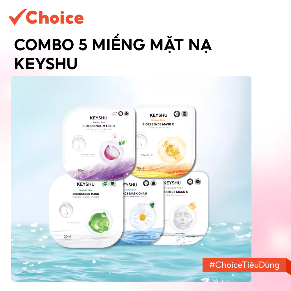 [Choice] Combo 5 Miếng Mặt Nạ KEYSHU FM1-2685-1 Dưỡng Ẩm, Làm Mềm Da, Hỗ Trợ Lão Hóa, 1 Miếng 30ML