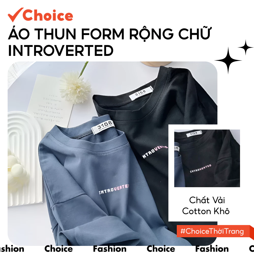 [New] [Choice] Áo Thun SC 24 Form Rộng In Chữ Introverted, Nhiều Màu, Chất Cotton Khô