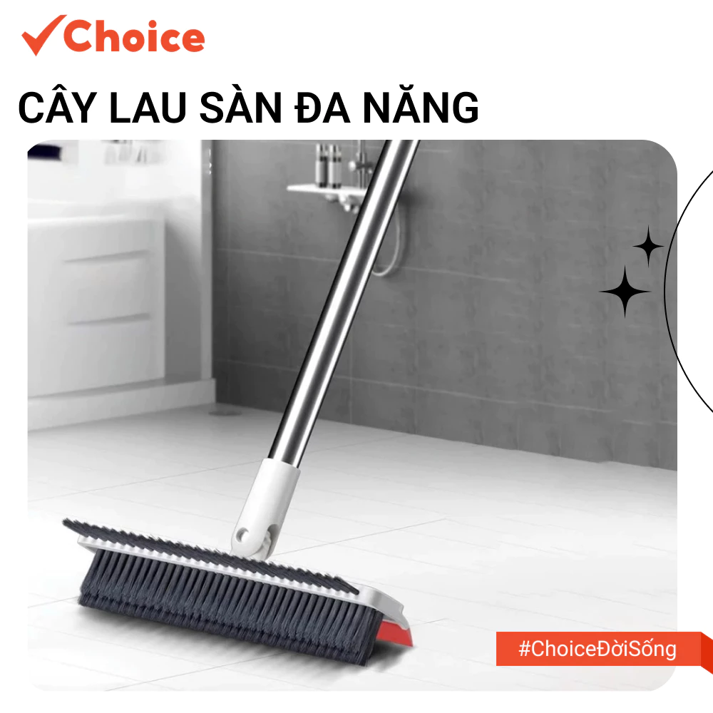 [Choice] Cây Lau Sàn Nhà Tắm Đa Năng FS1-2925-502 2 Trong 1 Bộ Chổi Cọ Toilet Và Gạt Nước