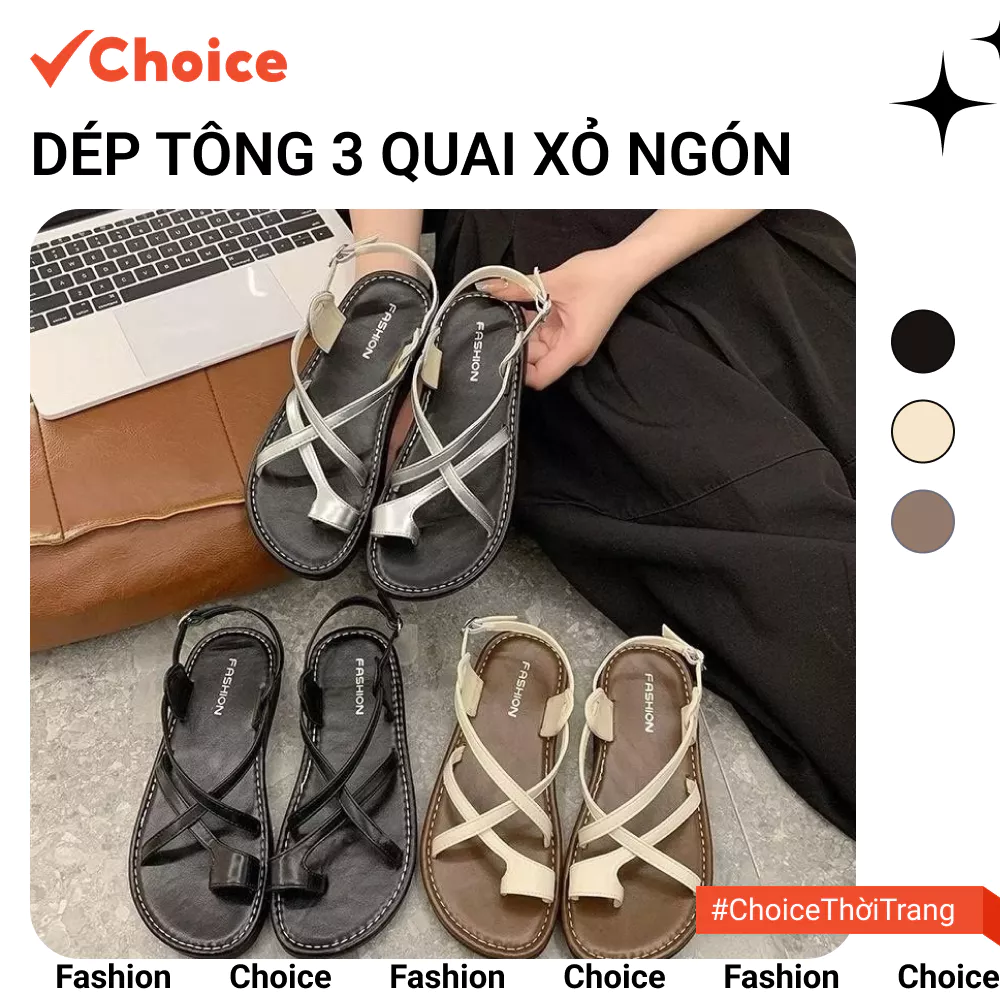 [Choice] Dép tông 3 quai xỏ ngón FA2-2837-2 quai hậu 3 màu đế êm HM013