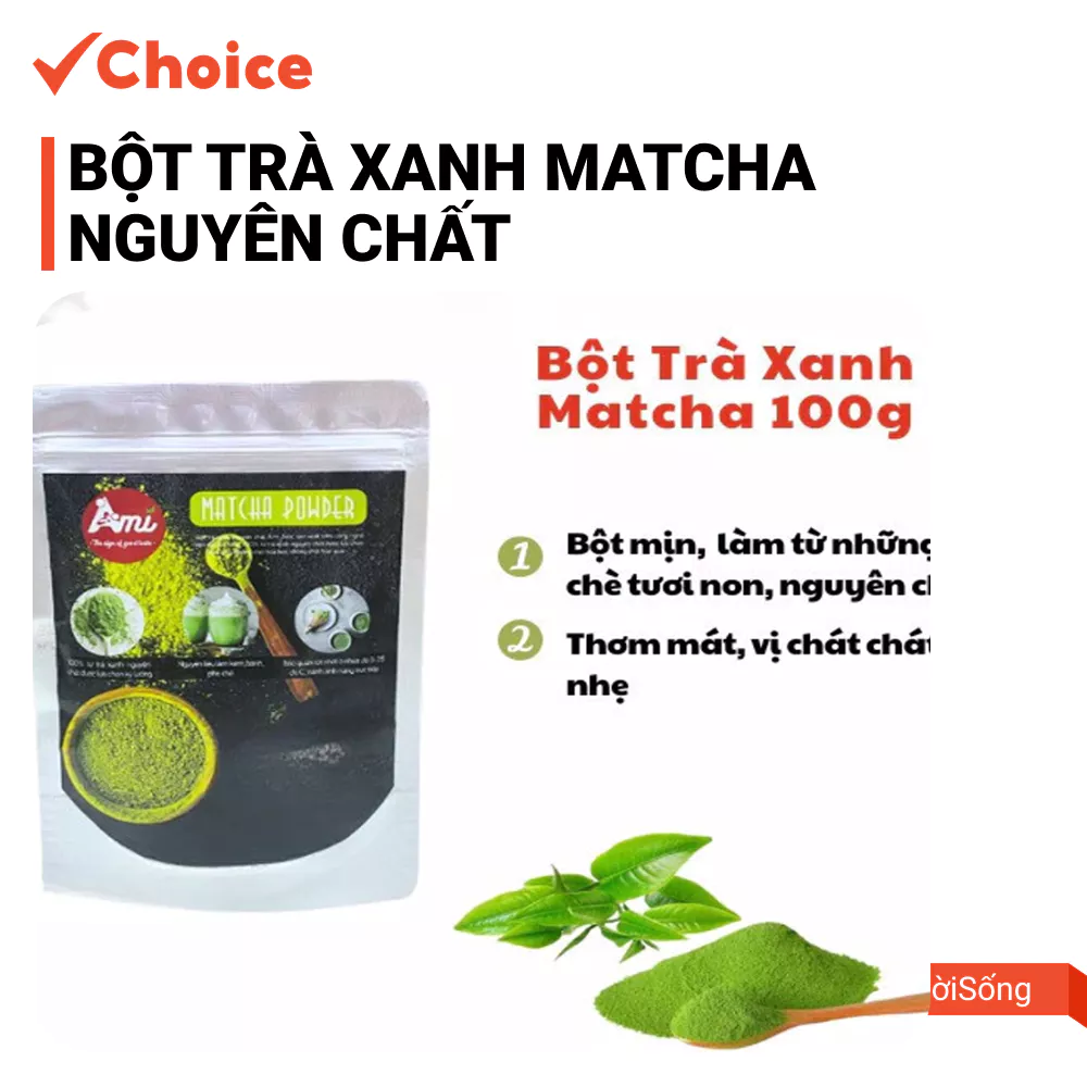 [Choice] Bột Trà Xanh Matcha Nguyên Chất FM2-3015-4 Nhật Bản, Dùng Làm Nguyên Liệu Pha Chế 100g