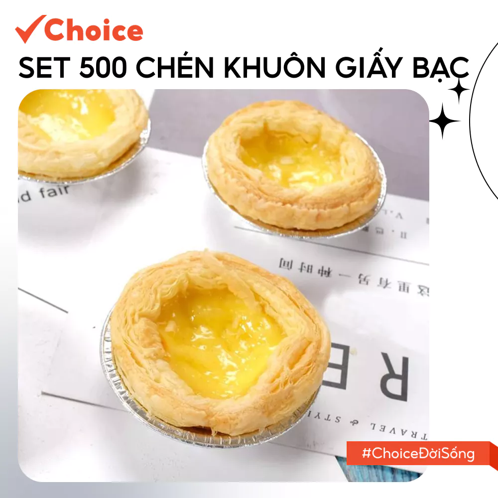 [Choice] Set 500 Chén Khuôn Giấy Bạc LS1-2749-675 Đế Cốc Nướng Thực Phẩm, Bánh, Hàu