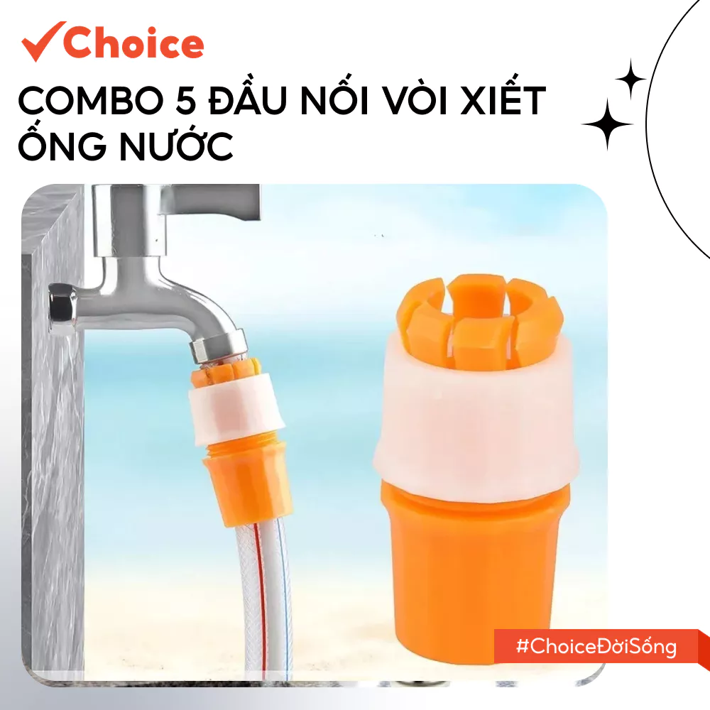 [Choice] Combo 5 Đầu Nối Vòi Xiết Ống Nước LS1-2749-671 Van Vặn Đa Năng, Sử Dụng Cố Định, Nhựa PVC