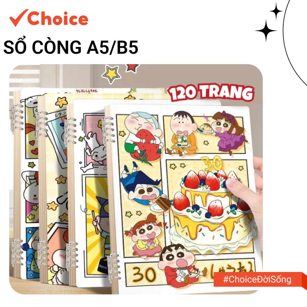 [Choice] Sổ Còng A5/B5 LS1-2715-4364 Thay Được Giấy, Trong Suốt Nhựa Dẻo, Giấy Kẻ Ngang, 120 Trang