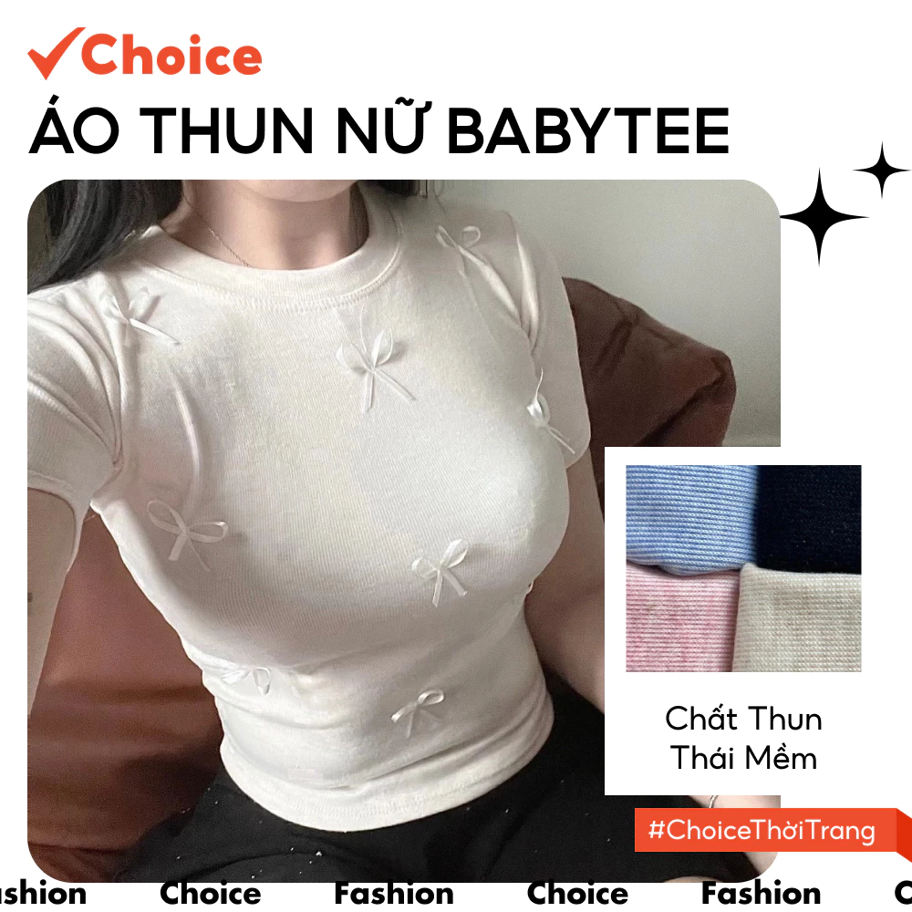 [New] [Choice] Áo Thun Babytee SC32 Ôm Body Đính Nơ