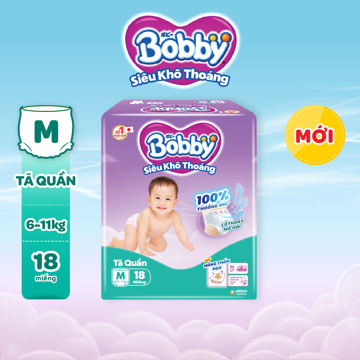 [MKB Gift] - Tã quần Bobby Quần Siêu Khô Thoáng M18