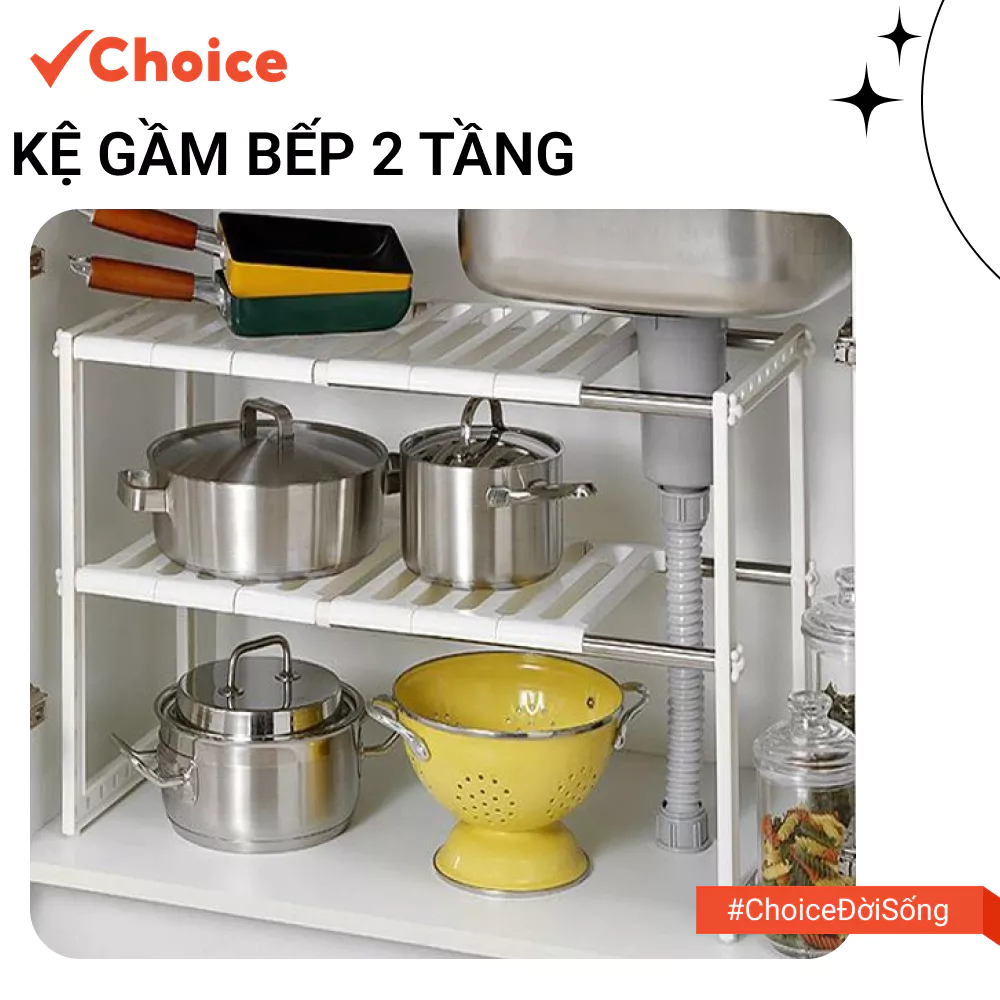 [Choice] Kệ Gầm Bếp 2 Tầng LS1-2807-859 Đa Năng, Tiện Dụng, Tiết Kiệm Không Gian Nhà Bếp