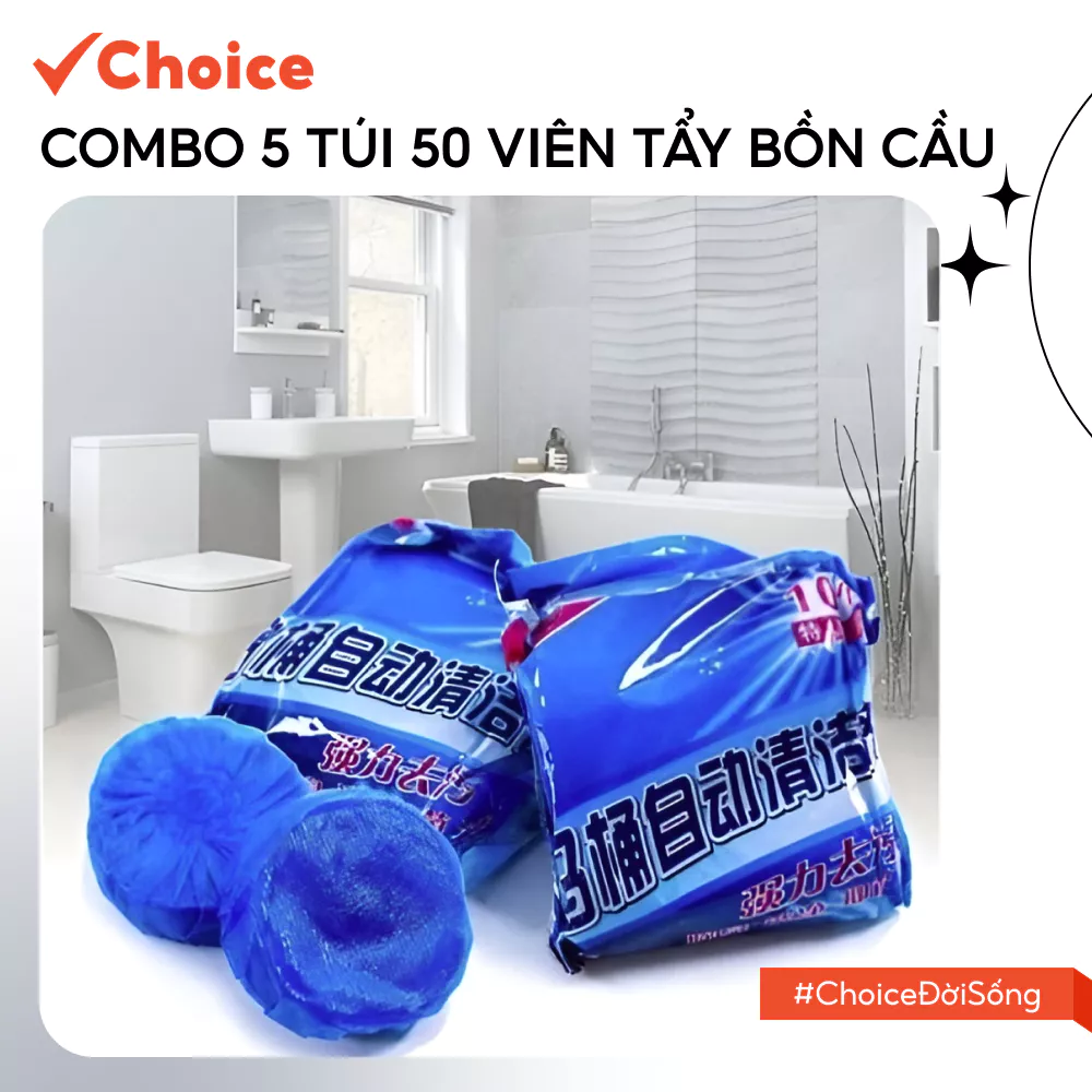 [Choice] Combo 5 Túi 50 Viên Khử Mùi FM2-1069-541 Tẩy Bồn Cầu, Xả Toilet, Làm Sạch, Vệ Sinh Vết Bẩn