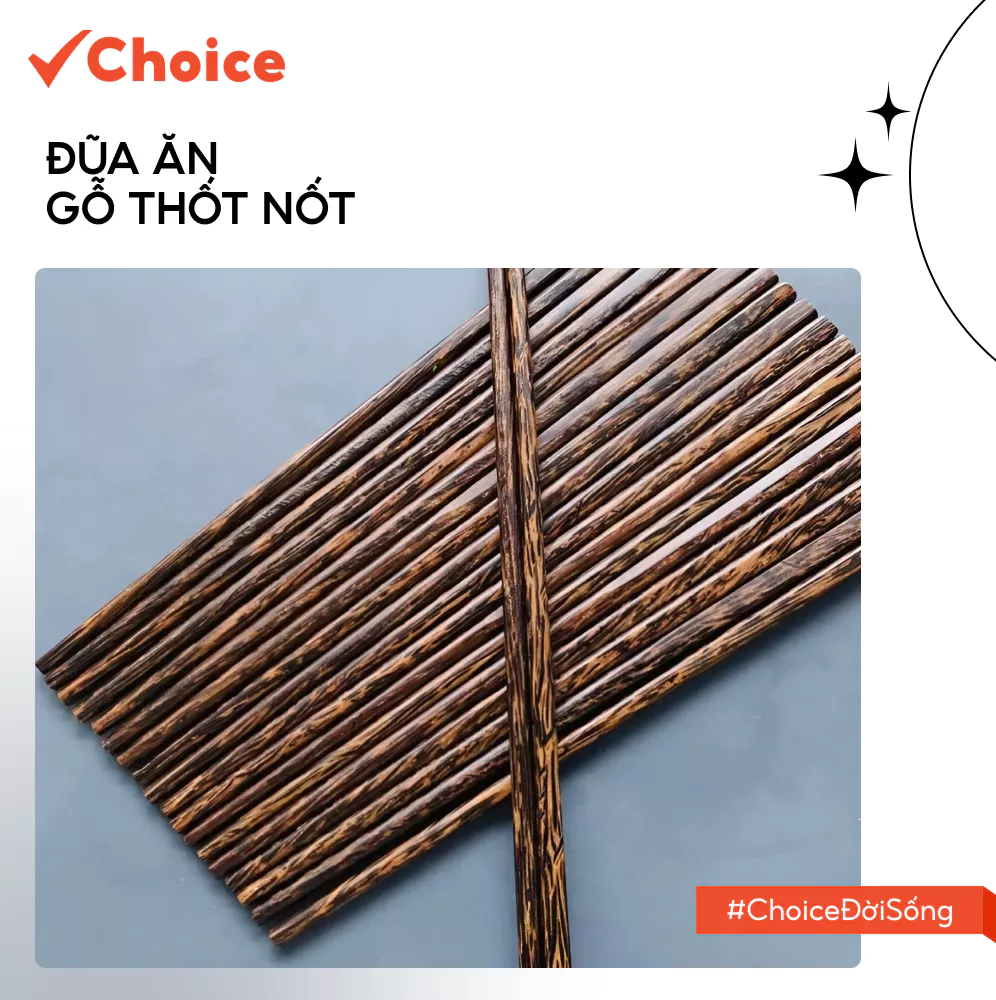 [Choice] Đũa Ăn Gỗ Thốt Nốt LS1-2749-678 - Hộp 10 Đôi