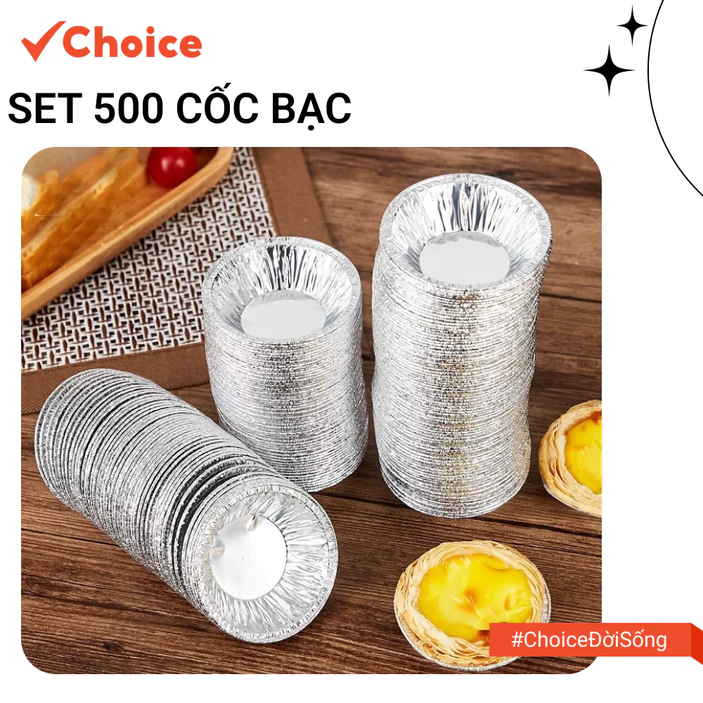 [Choice] Set 500 Cốc Bạc LS1-2807-867 Khuôn Giấy Bạc Nướng Bánh, Thực Phẩm