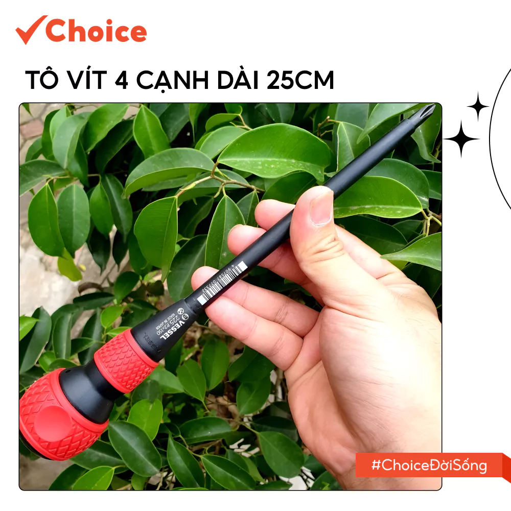 [Choice] Tô Vít 4 Cạnh  LS1-3024-2 Dài 25cm, Vessel Nhật Bản, No.225