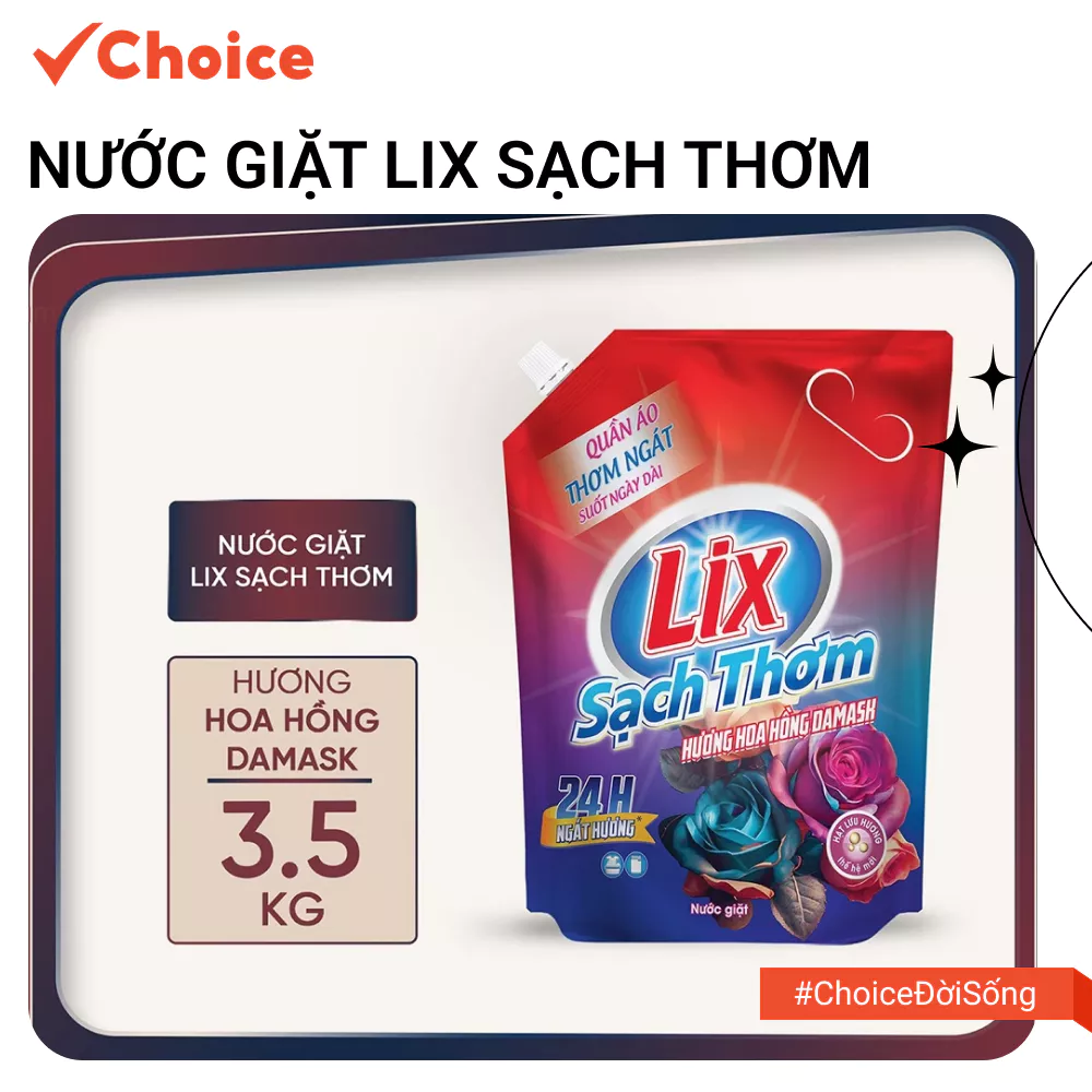 [Choice] Nước Giặt Lix FM2-0552-69 Sạch Thơm Hương Damas Lixco Dùng Cho Giặt Tay Và Máy