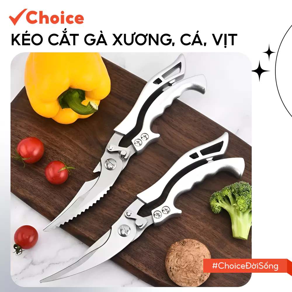 [Choice] Kéo Cắt Gà Xương, Cá, Vịt LS1-2807-832 Lưỡi Siêu Bén, Tay Cầm Êm Ái, Chống Gỉ Bền Lâu