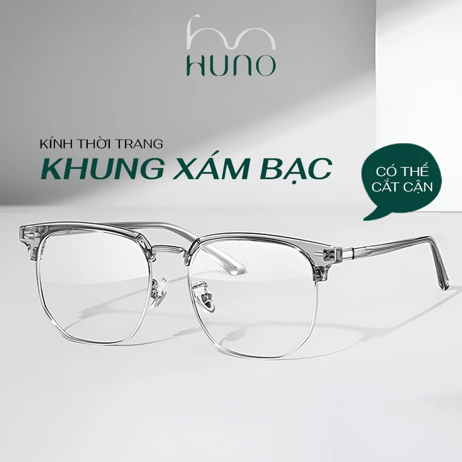 Huno Unisex Kim Loại Ánh Sáng Xanh Chặn Vuông Tròn Kính Khung Chống Tia Uv K66 Lớn Nhỏ Khung