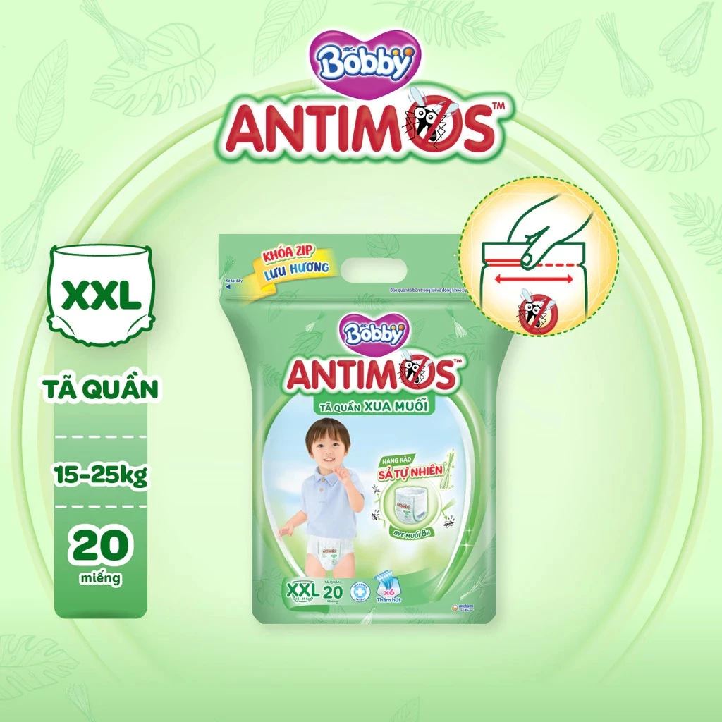[MKB gift] Túi tã quần xua muỗi Bobby Antimos - Hàng rào Sả tự nhiên Bye Muỗi XXL20