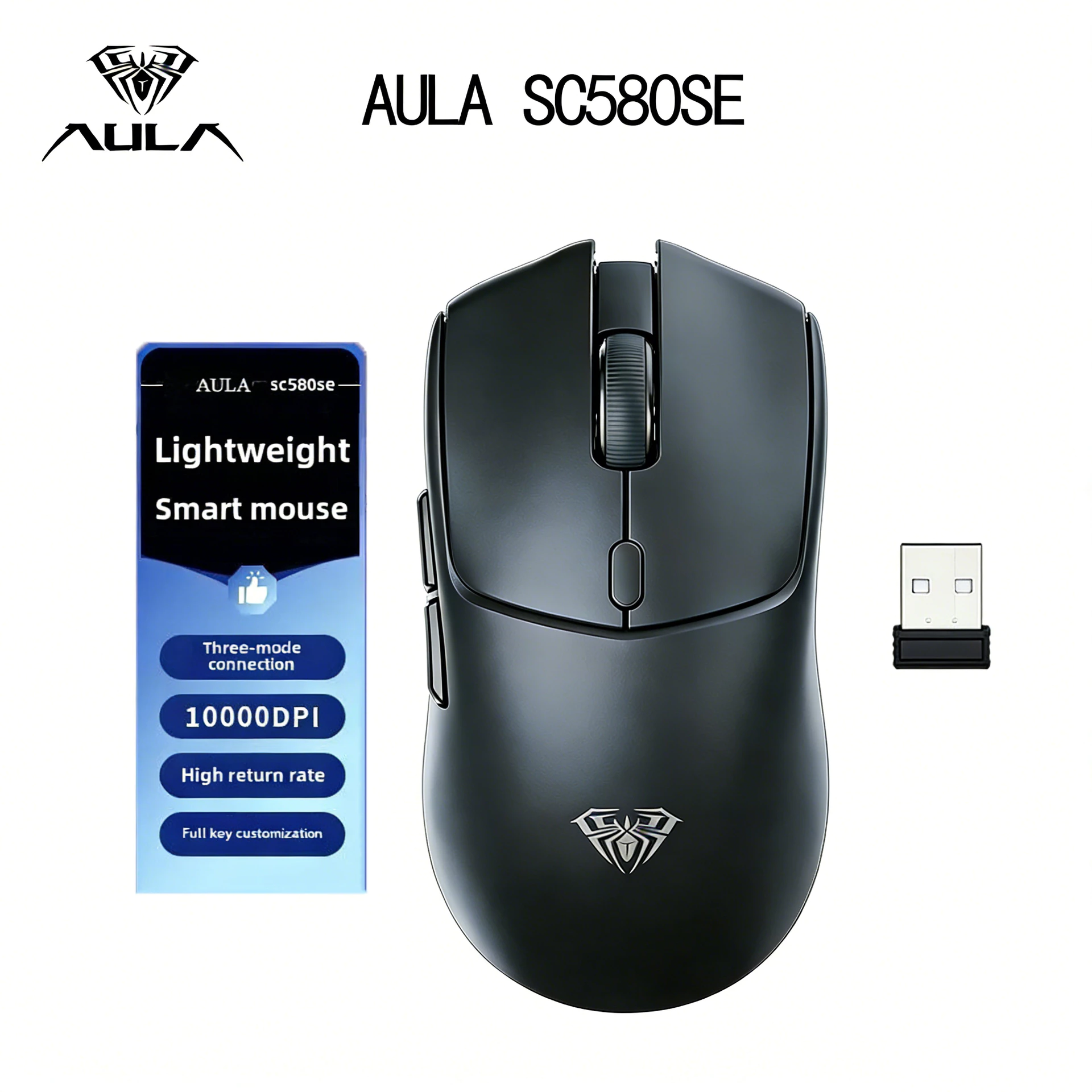 Tai nghe AULA SC580SE: 3 chế độ, nhẹ, 10000DPI, pin 500mAh, chuột chơi game lập trình macro, độ trễ thấp, cho máy tính văn phòng và thể thao điện tử