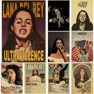 Ca sĩ lana del rey áp phích cổ điển sinh ra để chết áp phích giấy kraft cổ điển tự làm phòng bar quán cà phê trang trí quà tặng in nghệ thuật tranh tường