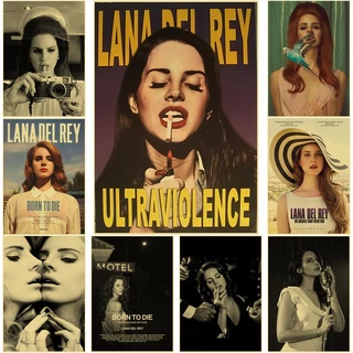 Poster Giấy kraft In Hình Ca Sĩ lana del rey Phong Cách retro Trang Trí Nội Thất