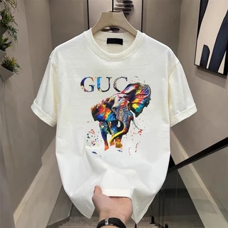 Áo Thun cotton Nguyên Chất Ngắn Tay in Logo GUCCI Thời Trang Mùa Hè Cho Nam Và Nữ