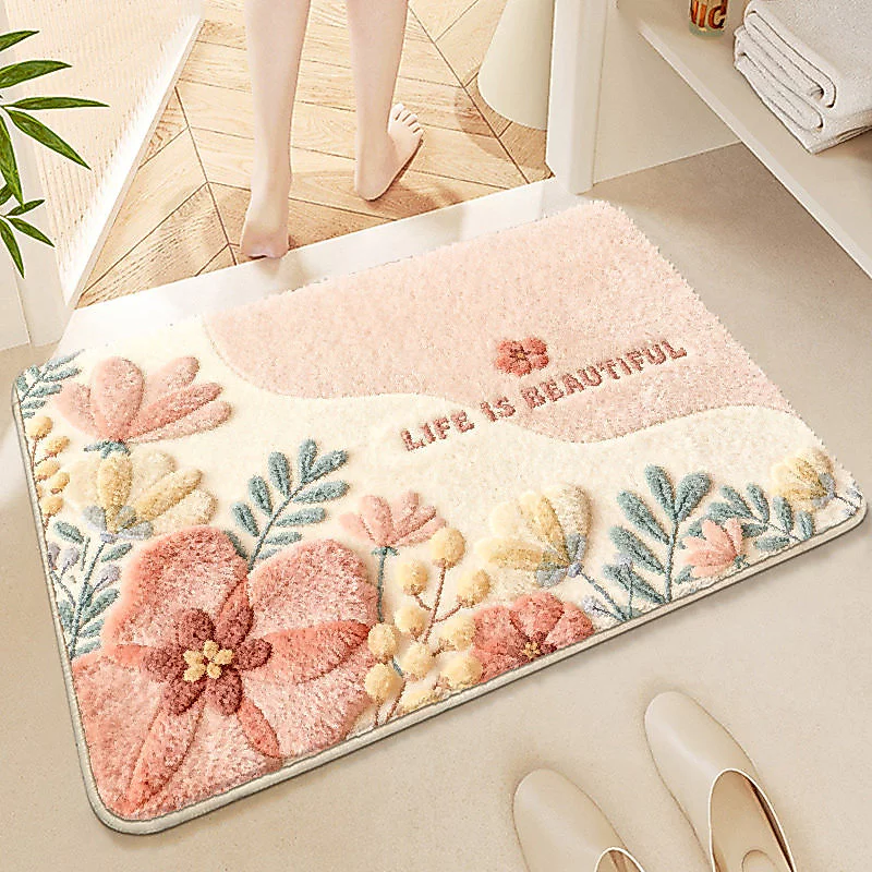 [Sản phẩm mới] ins Phong Cách Hoa Tulip Phòng Tắm Phòng Ngủ Hấp Thụ Nước Giả Thảm Lót Sàn Cashmere Lối Vào Chống Bụi Bẩn Chống Mài Mòn Dễ Dàng