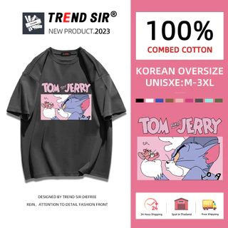 TrendSir Hàng mới áo thun mùa hè áo phông Mèo và Chuột🤩100% Cotton Chín màu sắc M-3XL