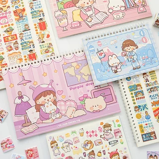 Sổ chiết sticker, washi tape Cute Girl size A5 (tặng kèm cây miết)