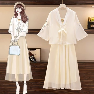 Set Đầm Hán Phục Cách Tân Chất Chiffon Phong Cách Trung Hoa Thời Trang Mùa Hè 2023 Mới Cho Nữ