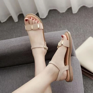 Giày Sandal Đế Bằng Thiết Kế Đơn Giản Thời Trang Cho Nữ